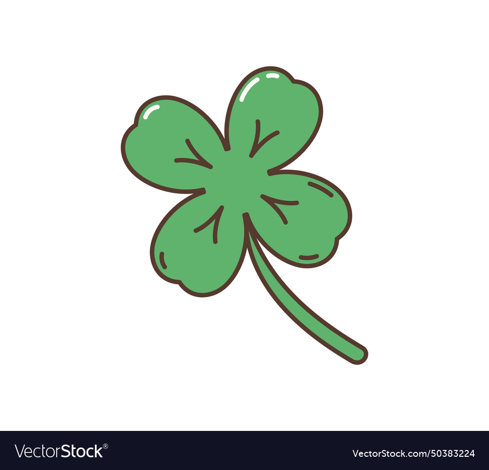 Cartoon retro groovy hippie shamrock clover plant Vector Image