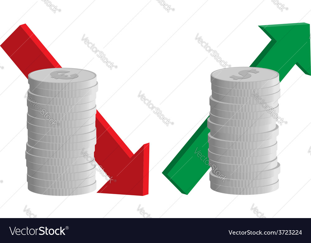 Currency Exchange Rate Euro Down Dollar Up Vector Image