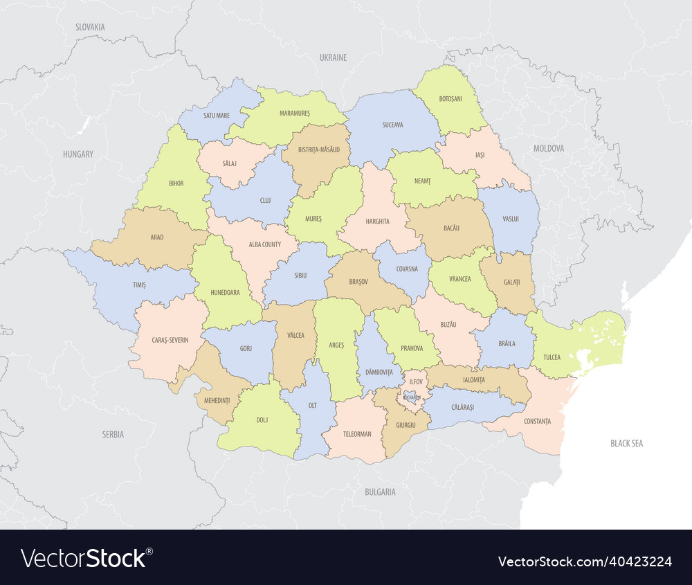 Detailed location map of the romania in europe Vector Image