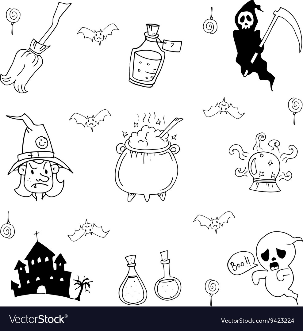 Element halloween ghost castle in doodle Vector Image