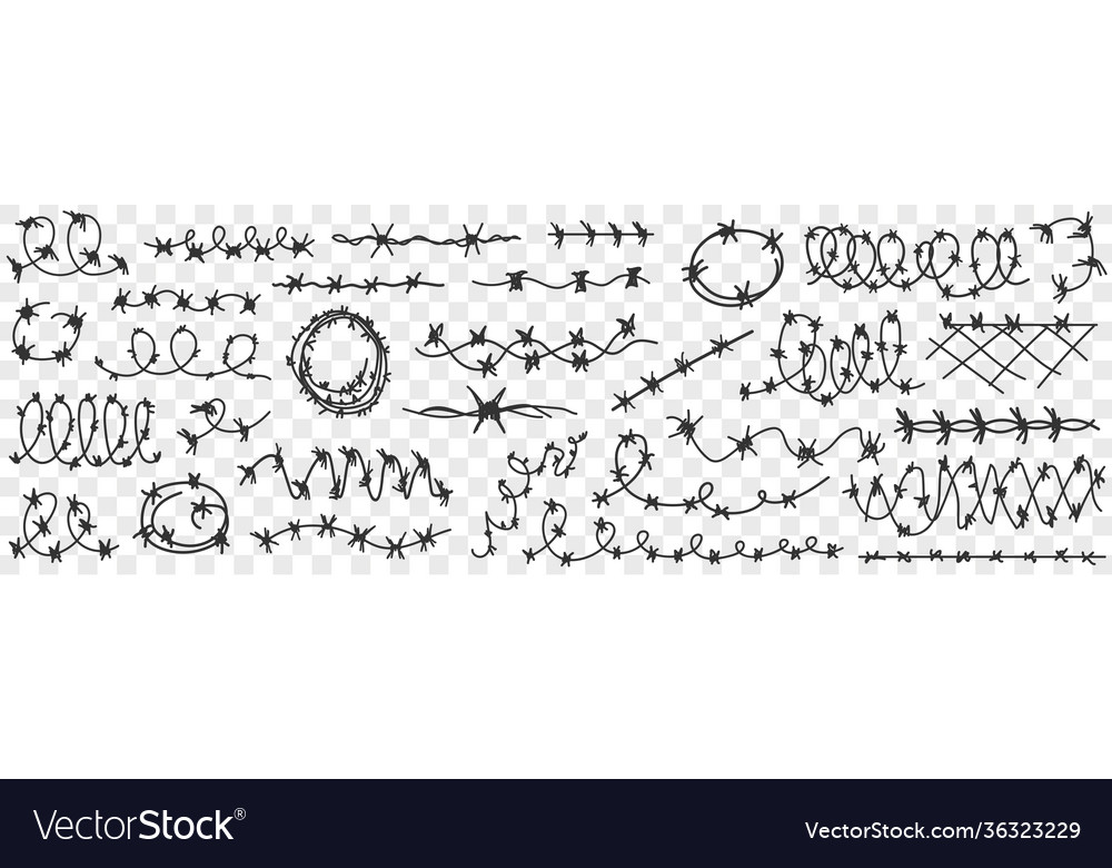 Barbed wire in prison doodle set