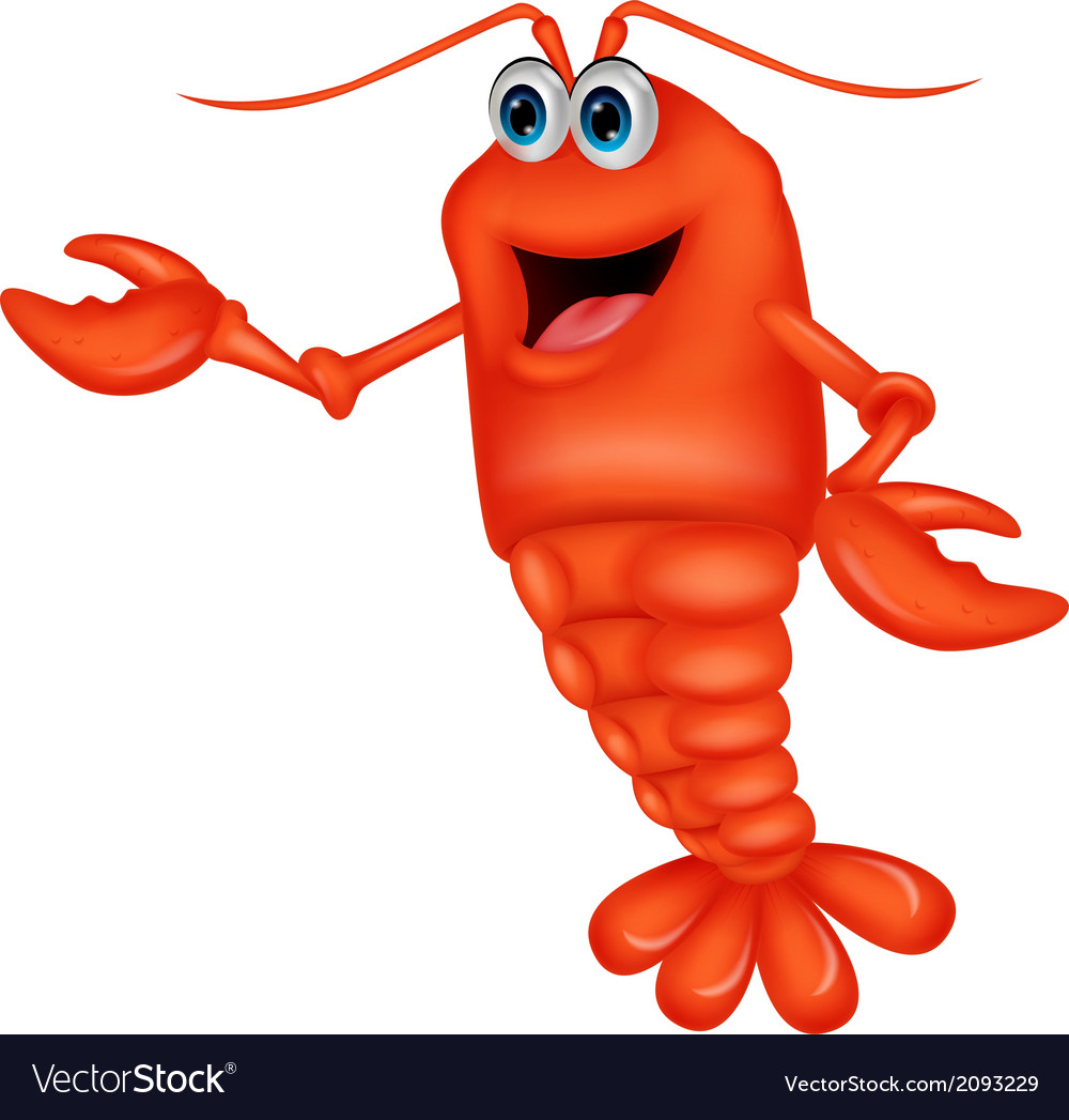 Cute lobster cartoon presenting Royalty Free Vector Image