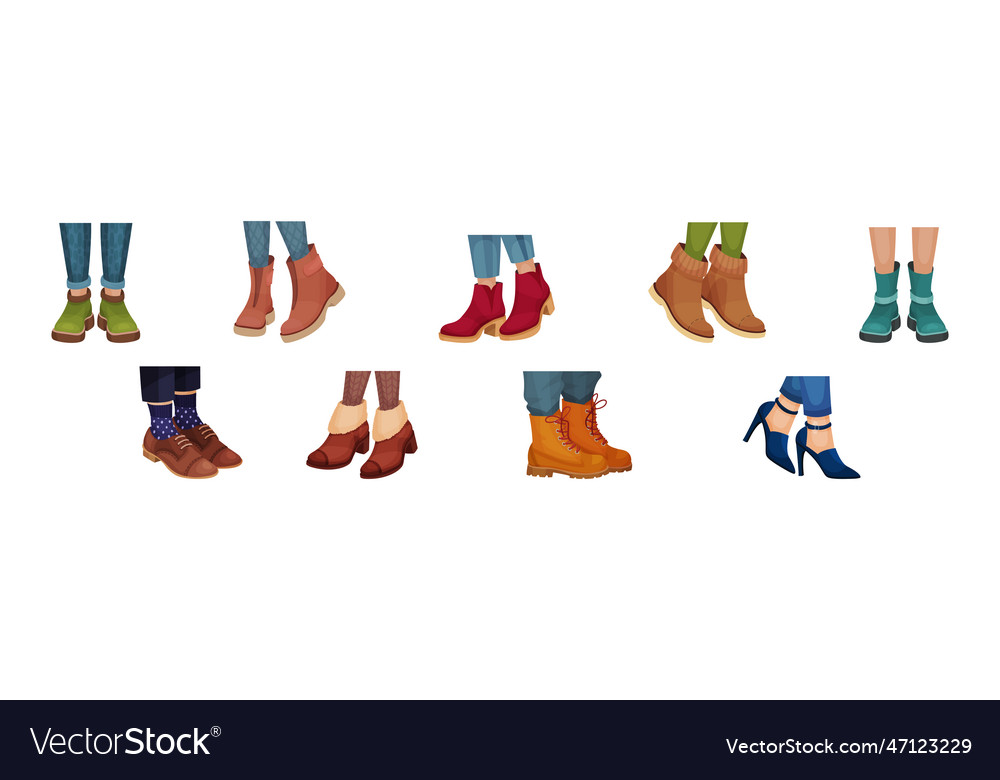 Female legs wearing fashion shoes and footwear Vector Image