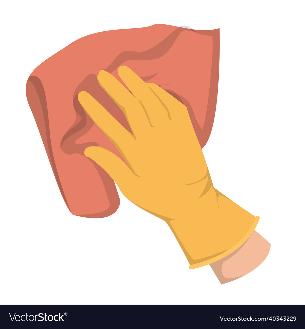 Hand in the glove holding rag isolated