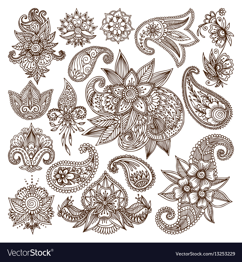 Mandala mehndi flower pattern for henna drawing Vector Image