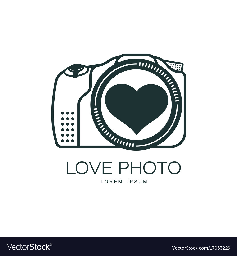 Love photo camera icon isolated