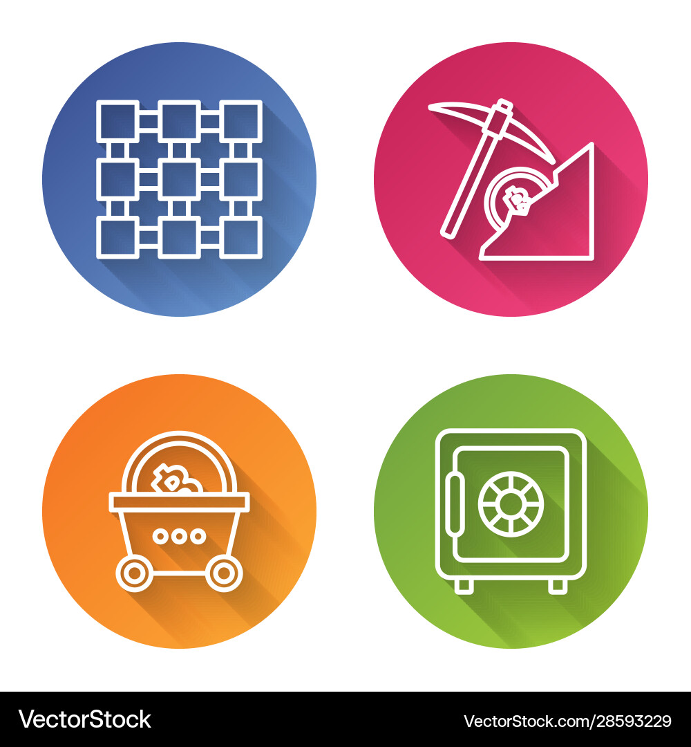 Set line blockchain technology cryptocurrency Vector Image