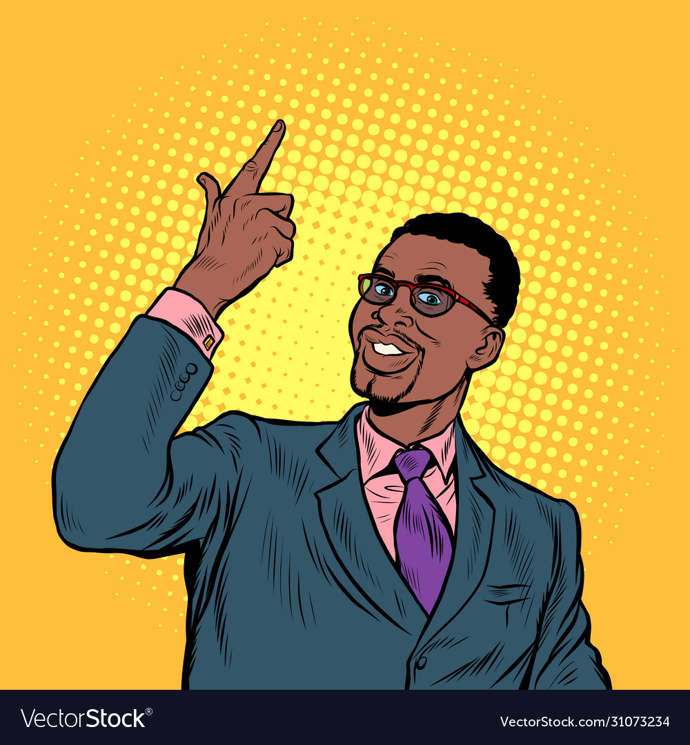 African confident businessman hand gesture Vector Image