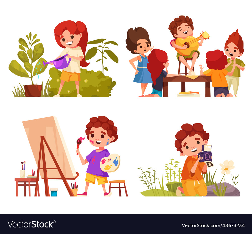 Children creative hobbies set Royalty Free Vector Image