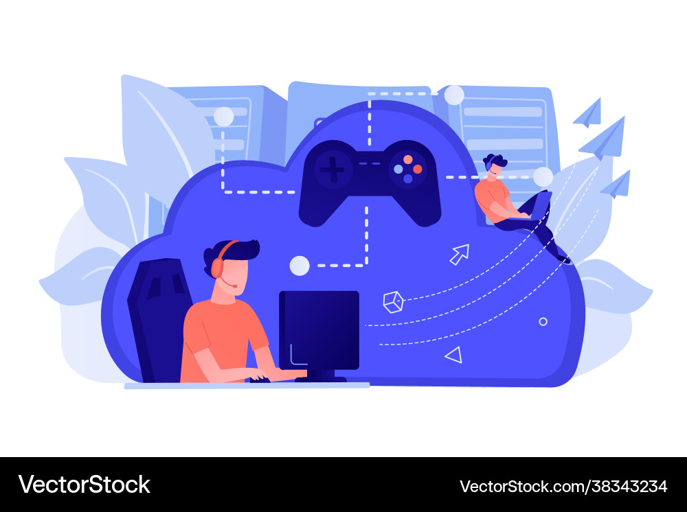 Cloud gaming concept Royalty Free Vector Image
