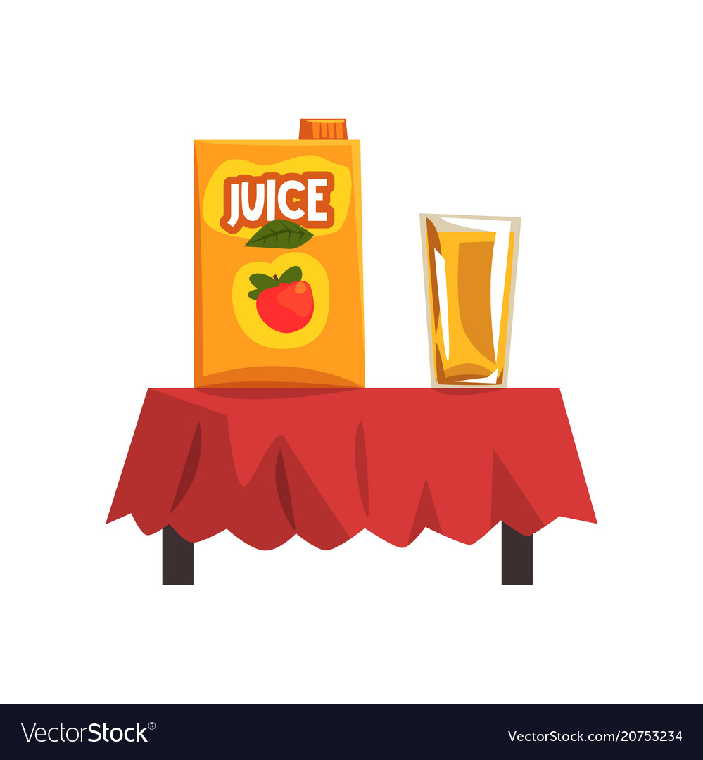 Pack of apple juice and glass