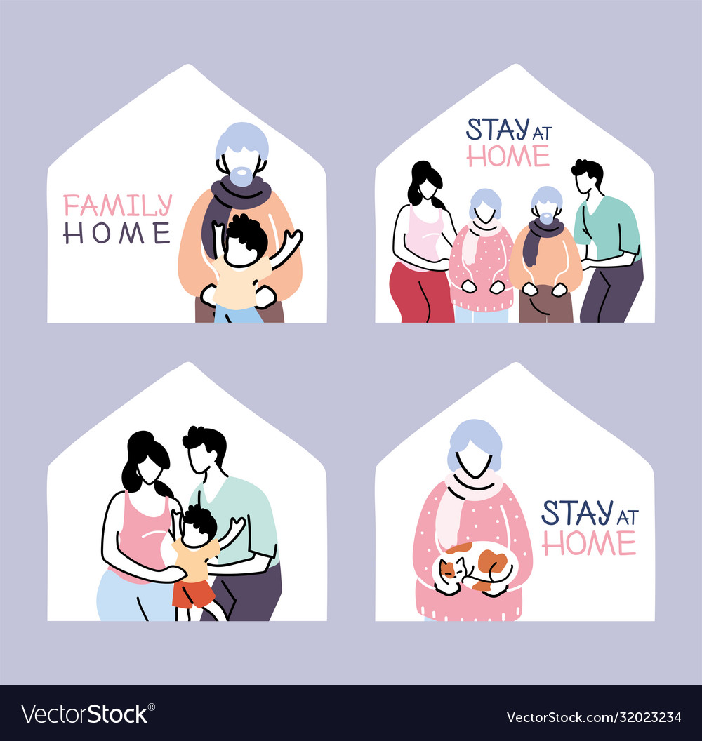 Set Icons Isolation And Social Distancing Stay Vector Image