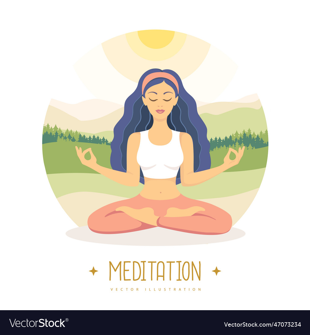 Yound woman meditation in lotus position Vector Image