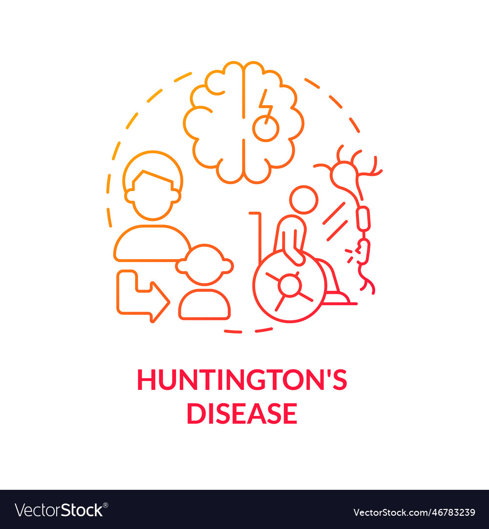 Huntington disease red gradient concept icon Vector Image