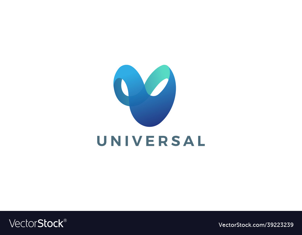 Letter u creative 3d blue color spiral logo