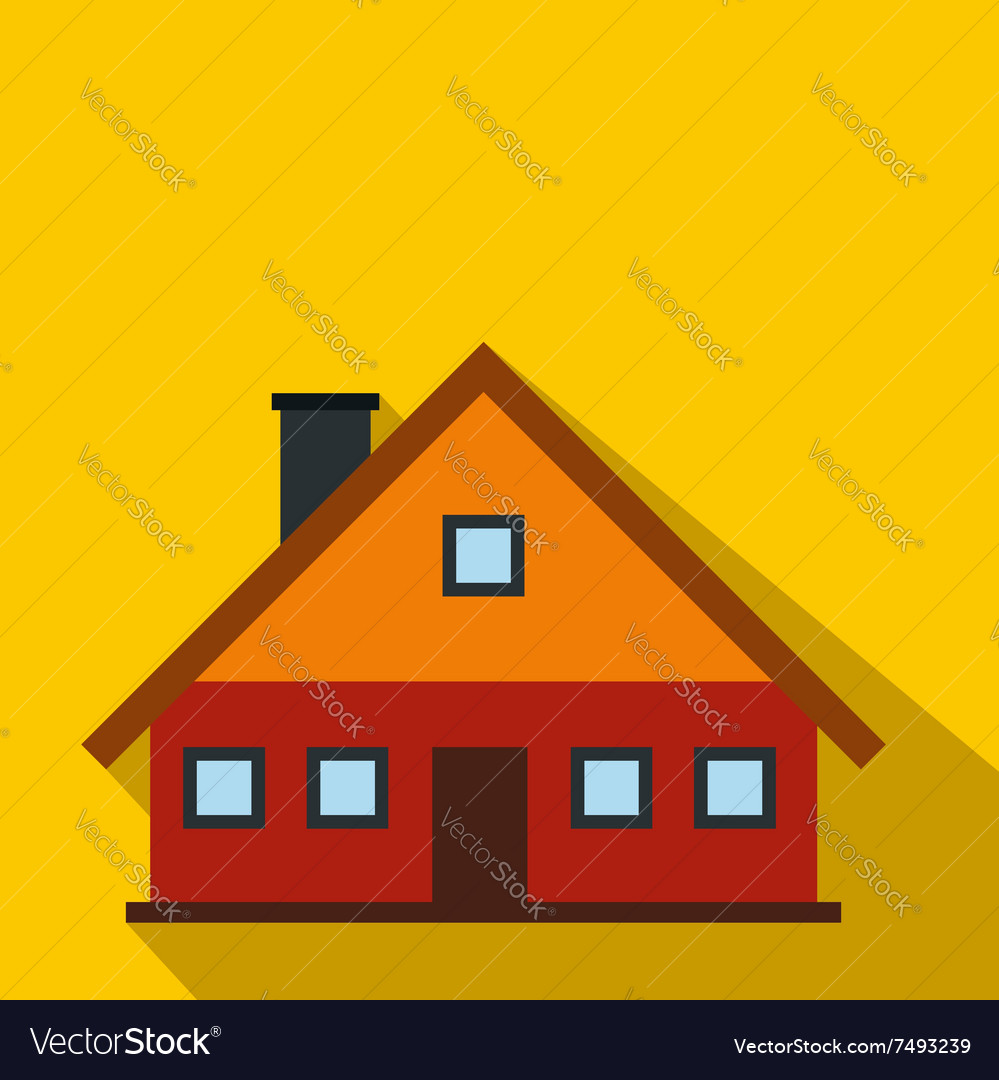 Red cottage flat icon Royalty Free Vector Image