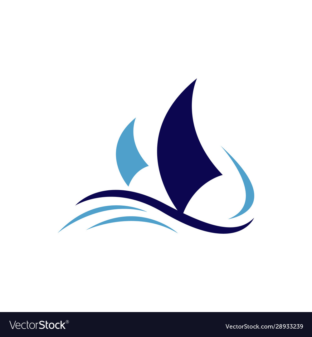 Sailing yacht ship boat logo design on water Vector Image