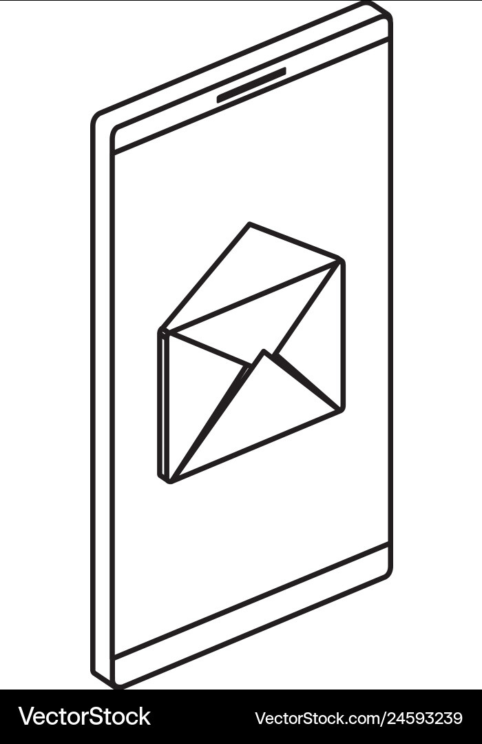Smartphone device with envelope email isometric Vector Image