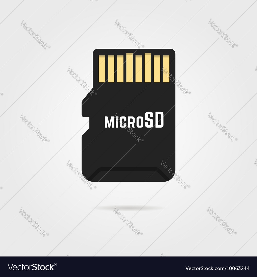 Black microsd card icon with shadow