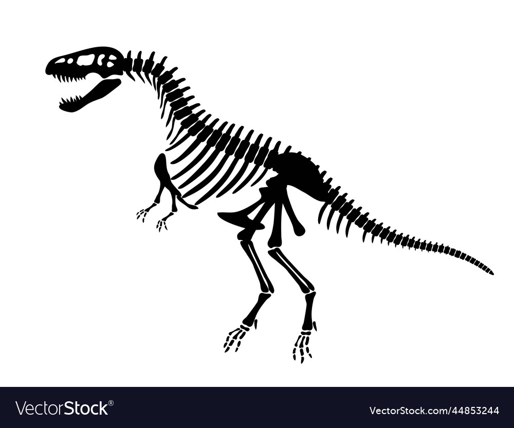 Dinosaur skeleton black Royalty Free Vector Image