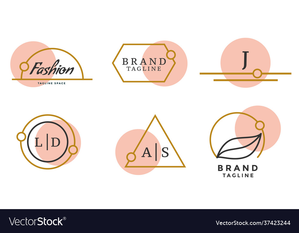 Fashion brand logos or monograms set six