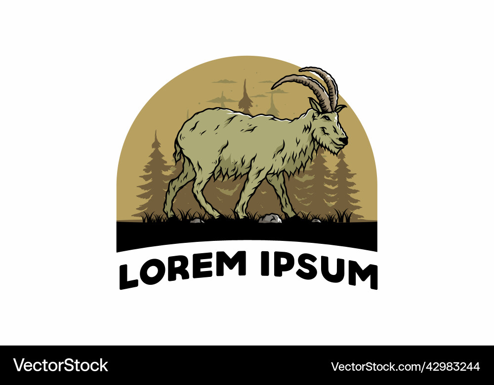 Hairy Mountain Goat With Long Horns Royalty Free Vector