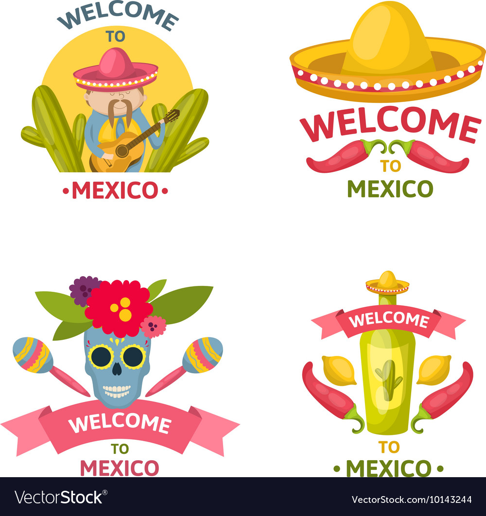 Mexican emblem set Royalty Free Vector Image