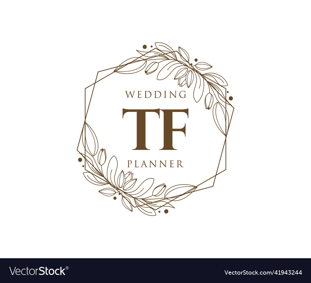 Tf initials letter wedding monogram logos Vector Image