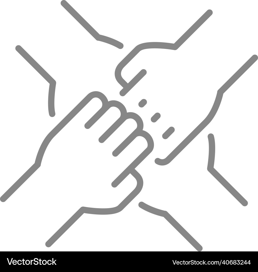 Unity line icon solidarity support teamwork Vector Image