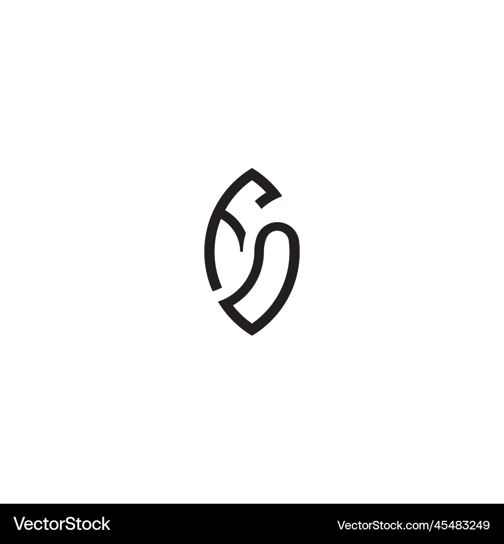 Fd leaf shape line initial concept with high Vector Image