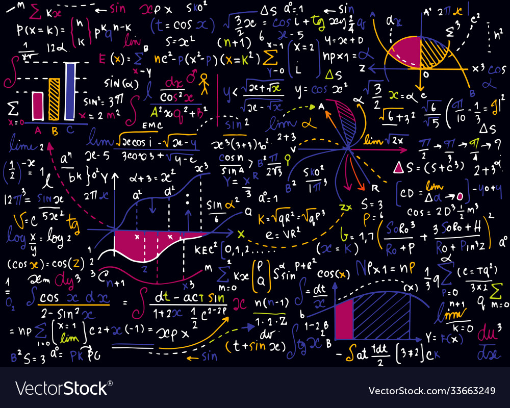 Math education pattern with handwritten formulas Vector Image