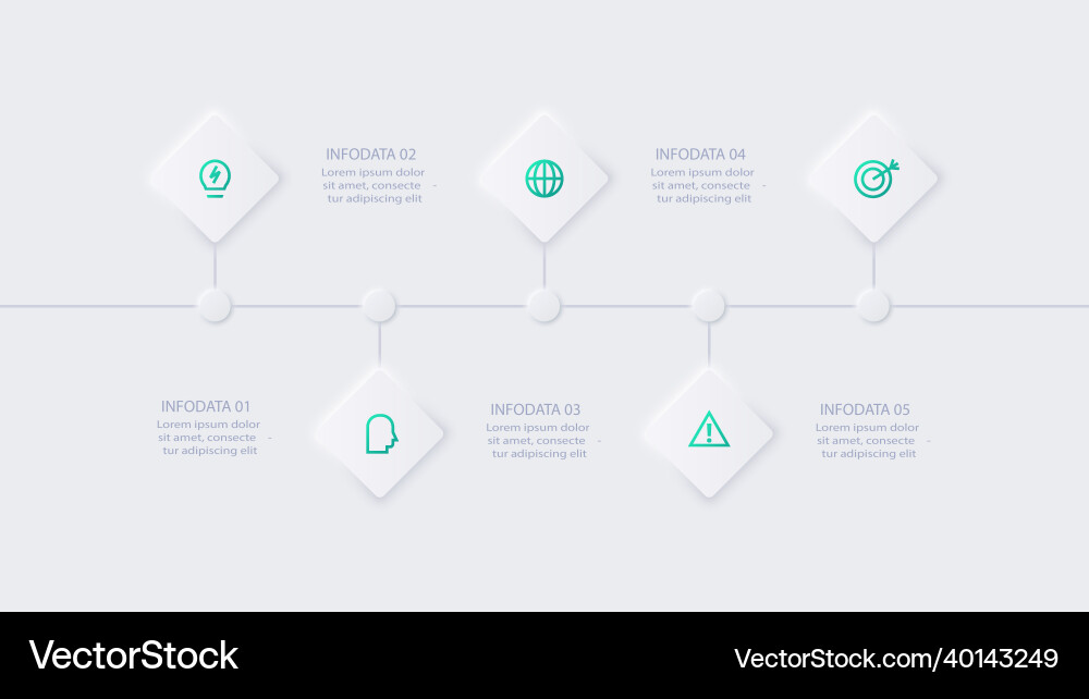 Neumorphic flow chart infographic creative Vector Image