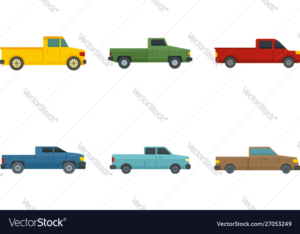 Pickup icons set flat style