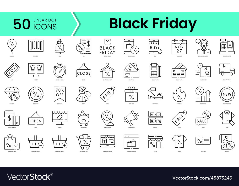 Set of black friday icons line art style icons Vector Image