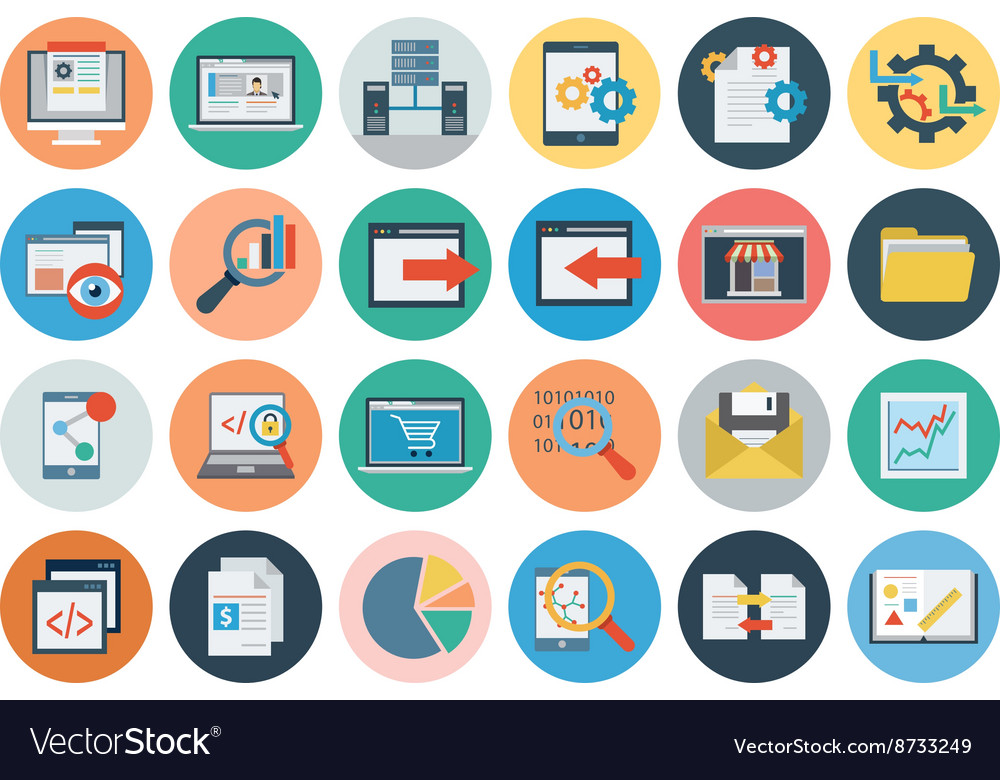 Universal Web Flat Colored Icons 1 Royalty Free Vector Image