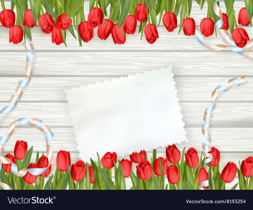 Bouquet Tulips With An Empty Card Eps 10 Vector Image Bouquet Tulips With An Empty Card Eps 10 Vector Image