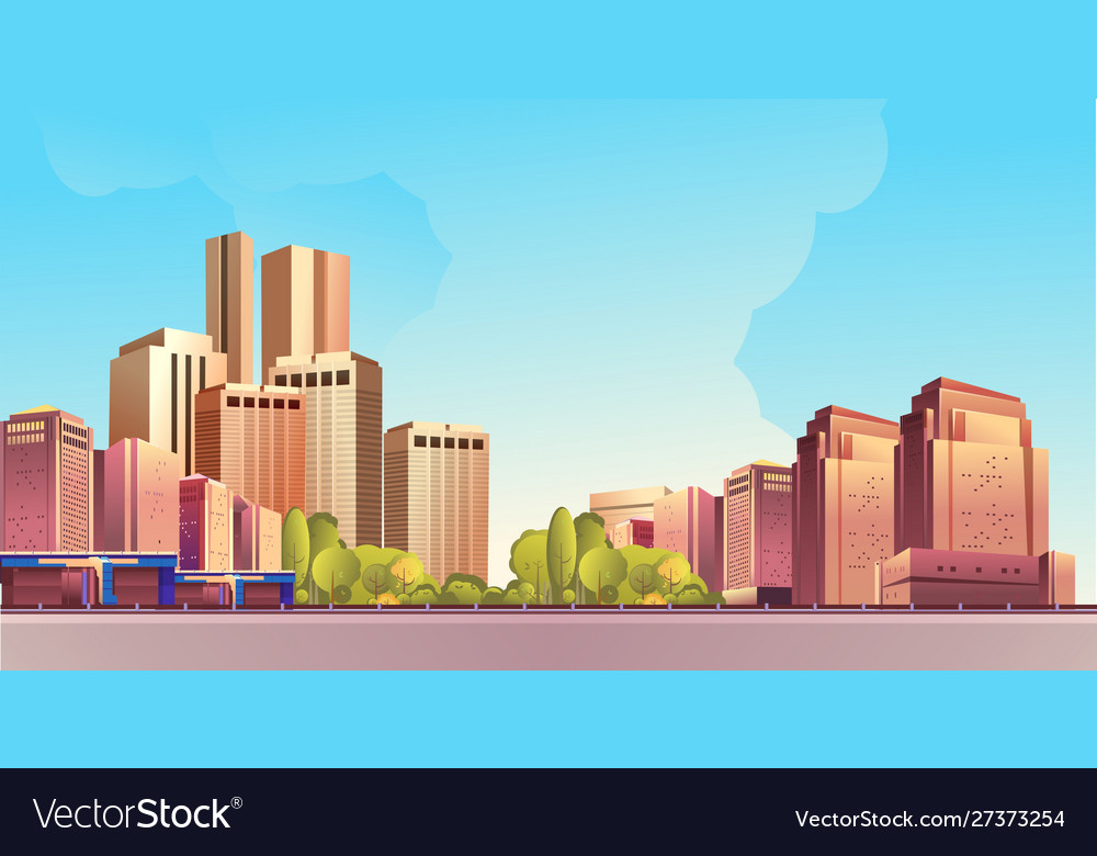 Day city landscape road Royalty Free Vector Image