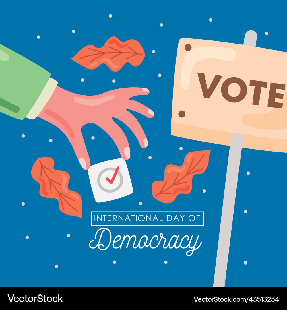International Day Democracy Lettering Poster Vector Image