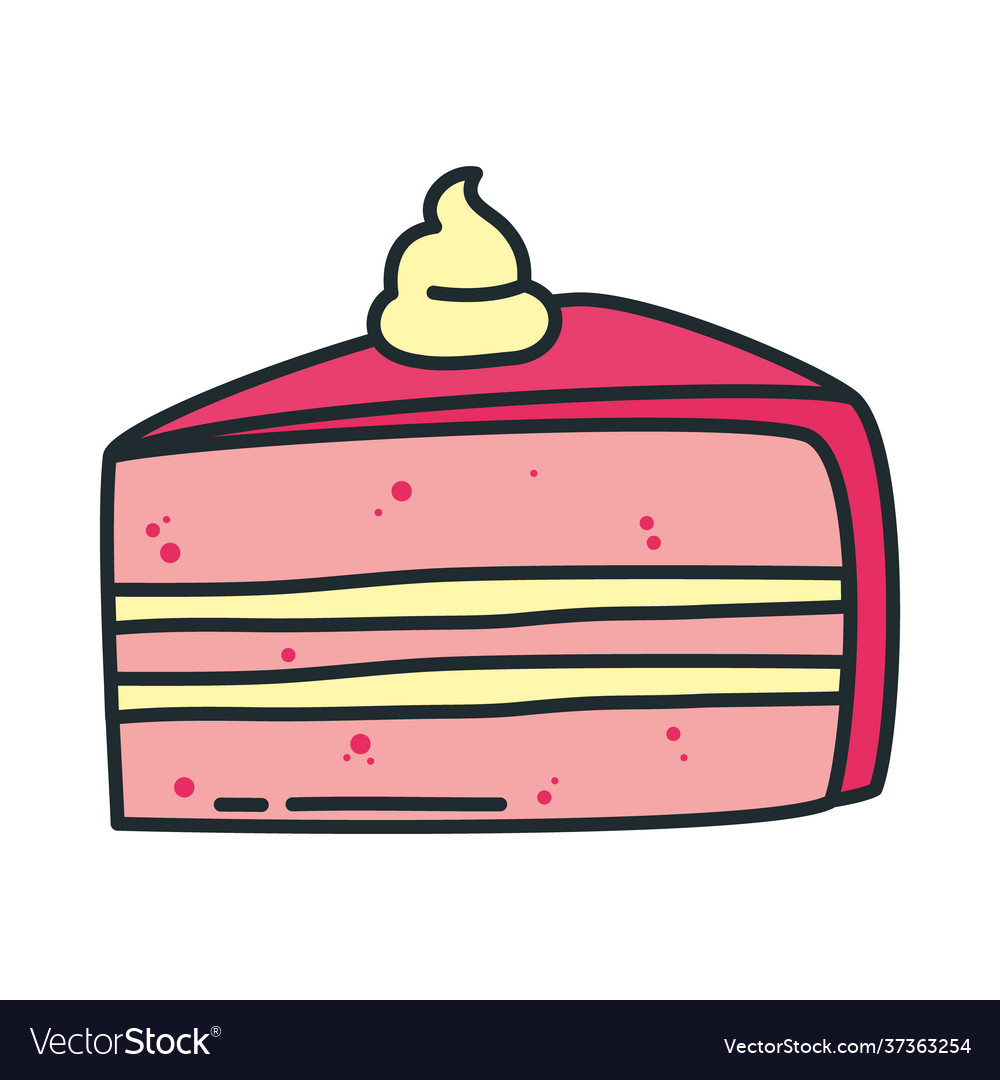 Pink cake piece Royalty Free Vector Image - VectorStock