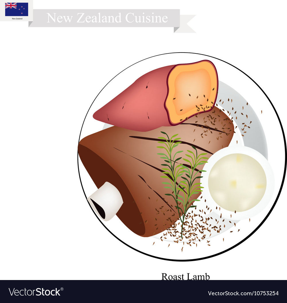 Roasted lamb the popular dish of new zealand Vector Image