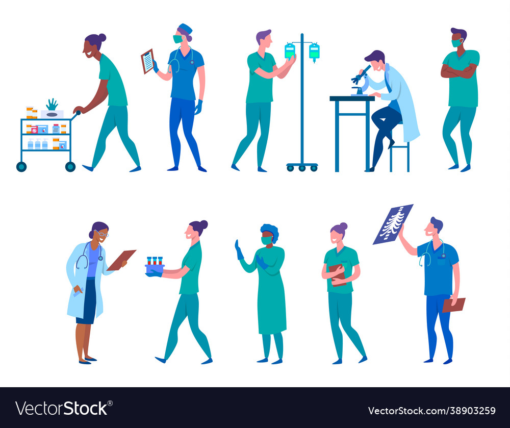 Cartoon color characters medical people concept