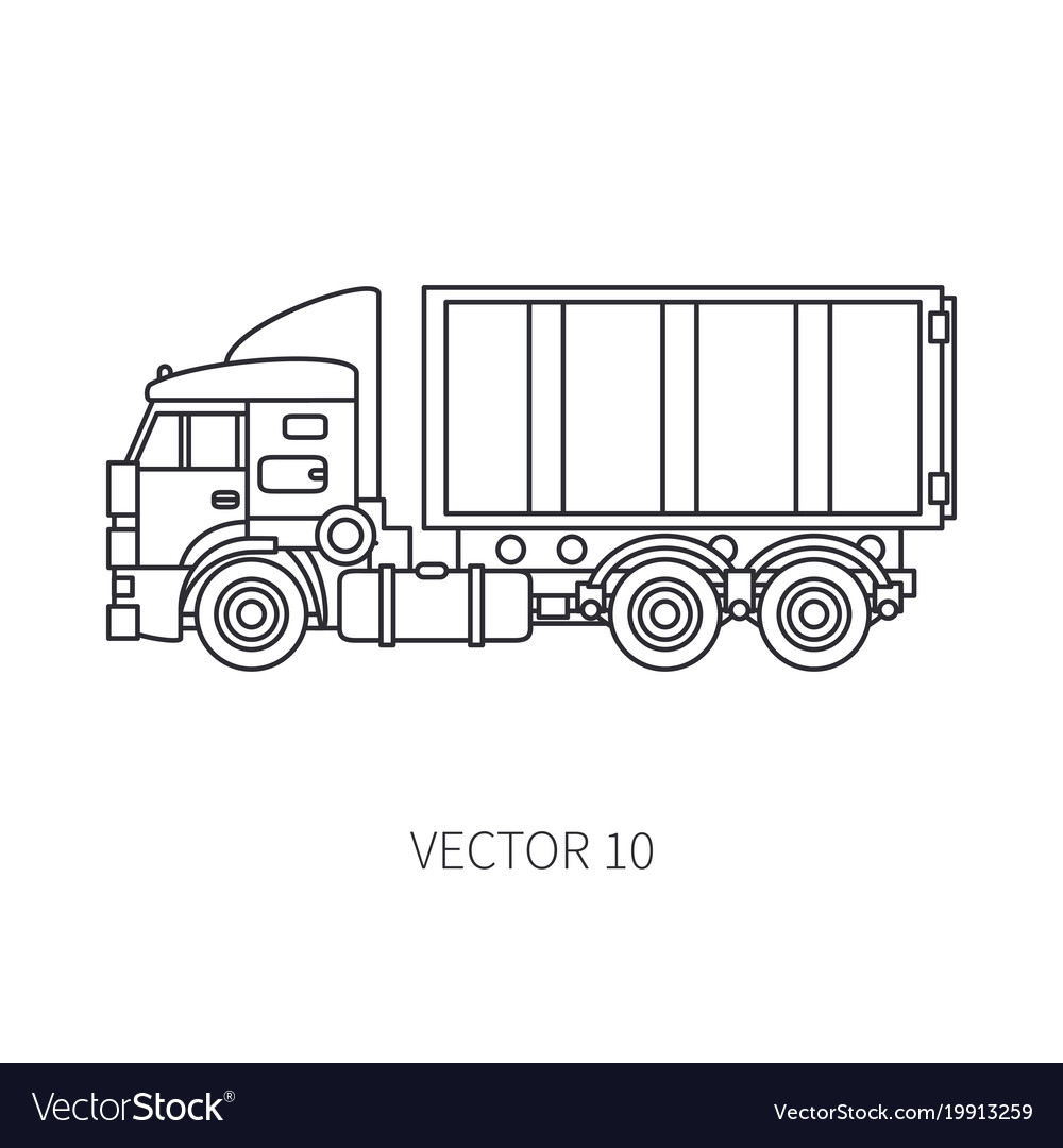 Line icon construction machinery truck