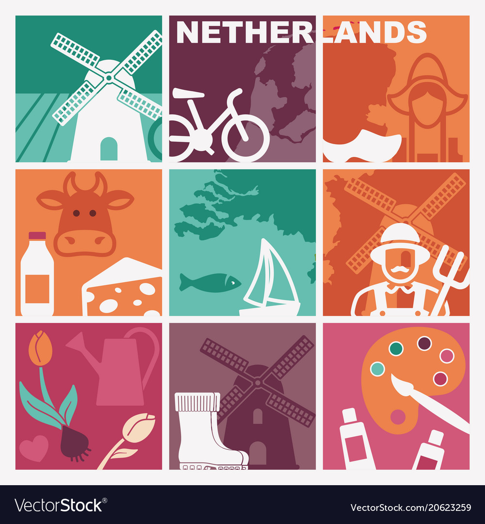 Traditional symbols netherlands Royalty Free Vector Image