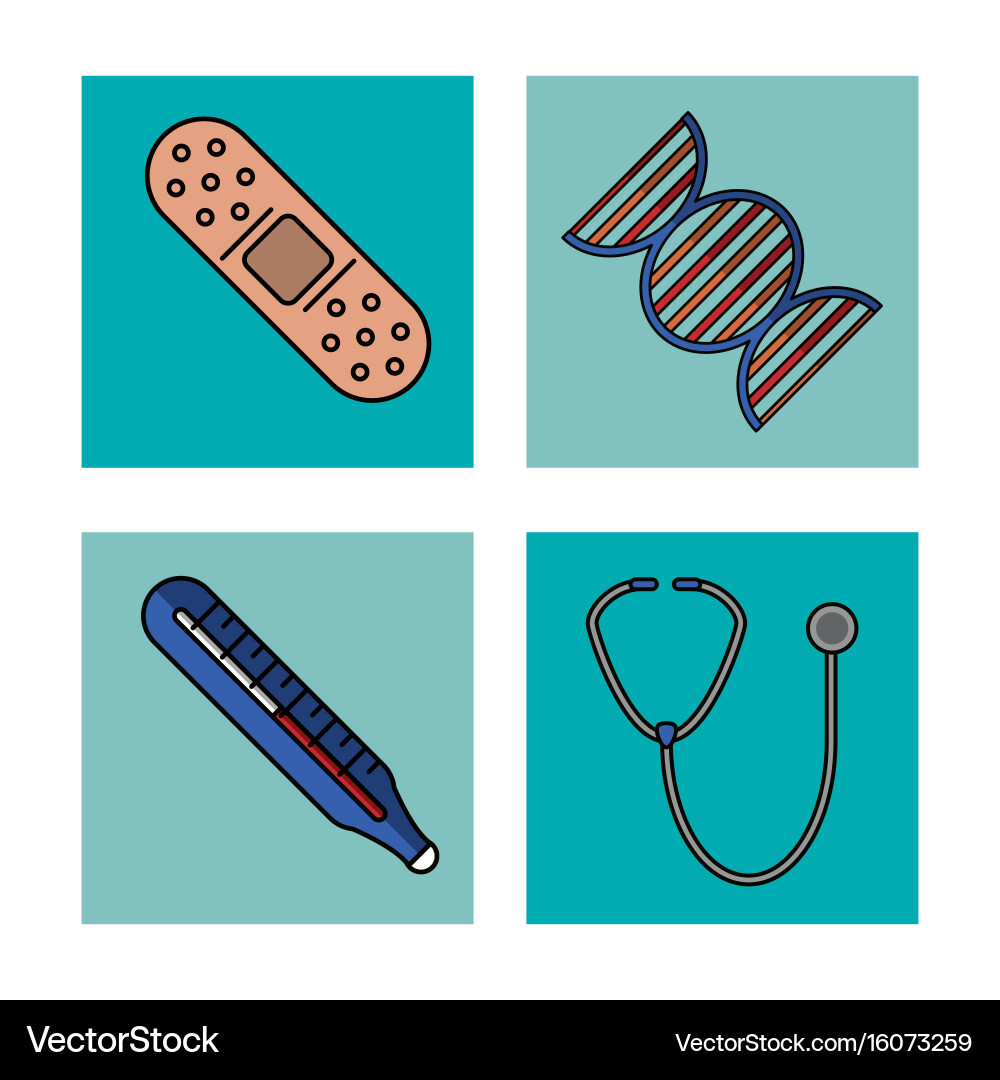 White background with frames of health control Vector Image