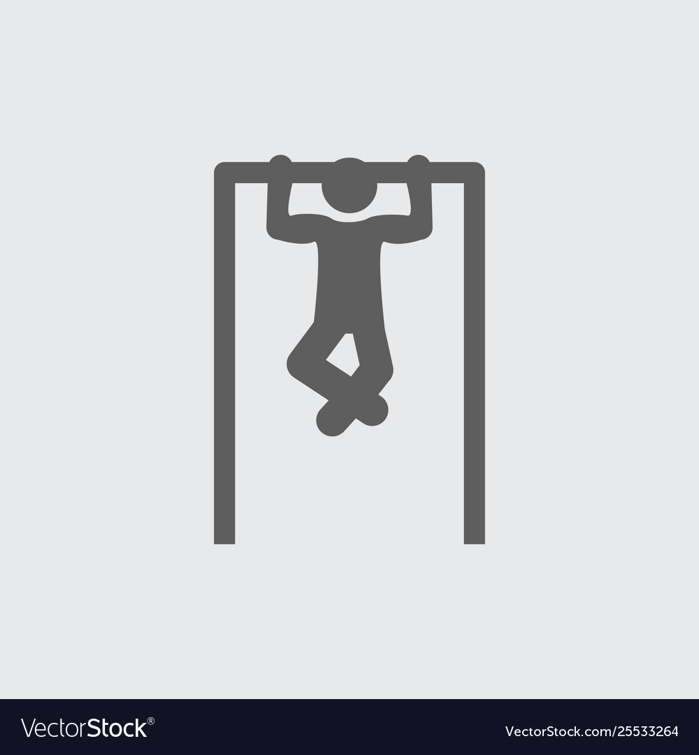 Black flat man on horizontal bar icon Royalty Free Vector