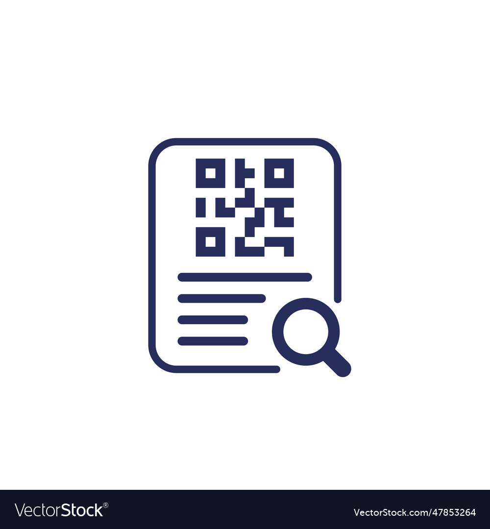 Document with qr code icon on white Royalty Free Vector