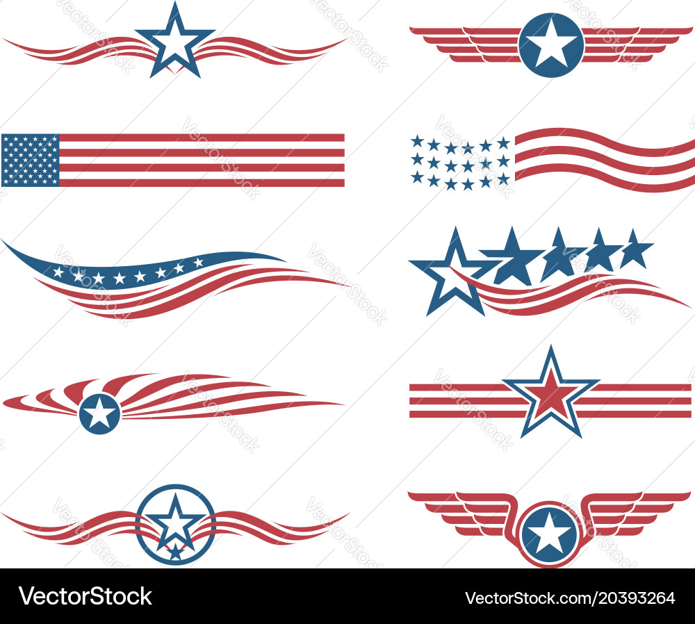 Usa flag set Royalty Free Vector Image - VectorStock
