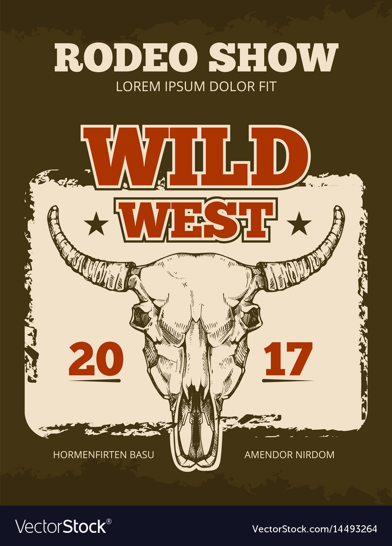 Vintage cowboy rodeo show event poster Royalty Free Vector