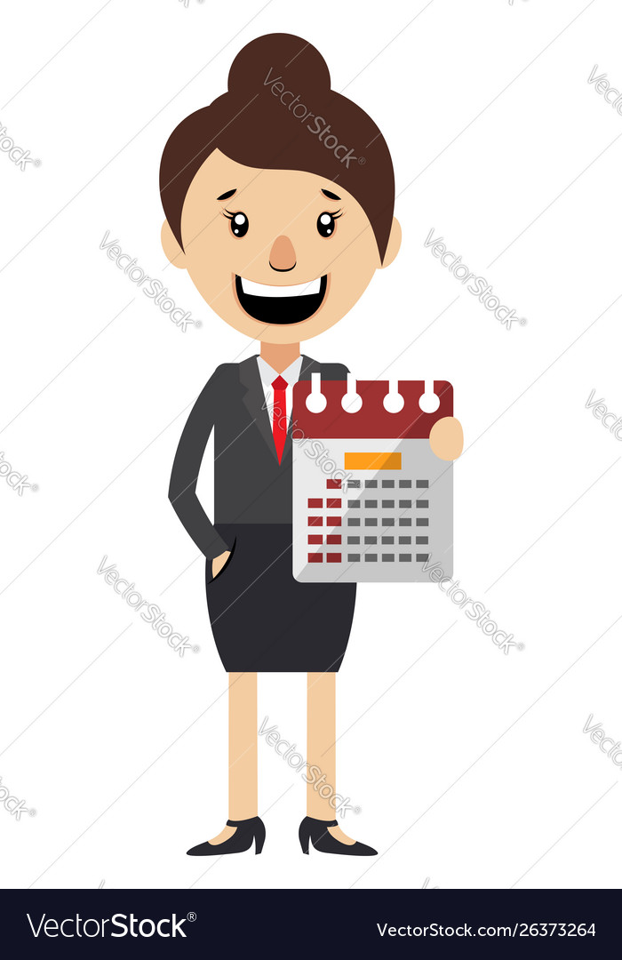 Woman holding calendar on white background