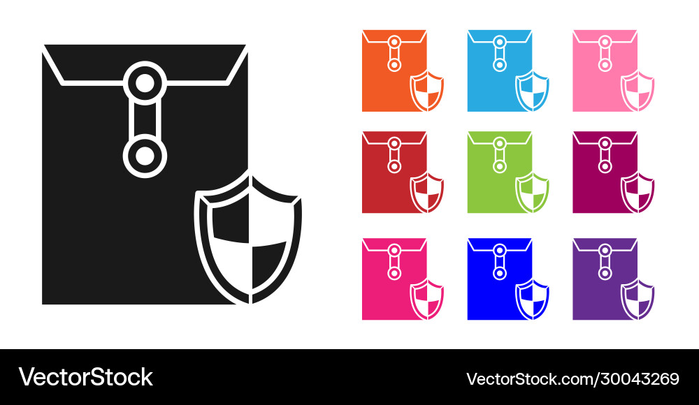 Black envelope with shield icon isolated on white Vector Image